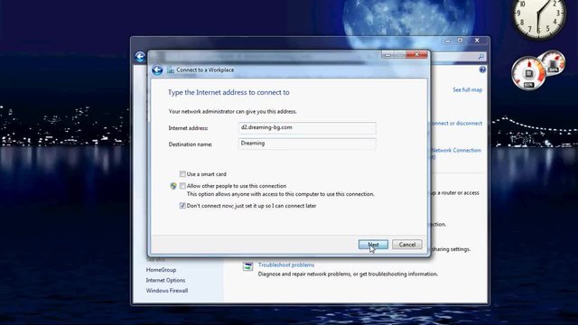 Dreaming Vpn конфигурация - Windows 7