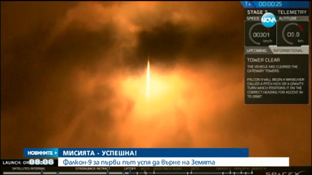 “SpaceХ” изстреля ракета-носител „Фалкон-9” и за първи път успешно я върна на земята за повторно използване.