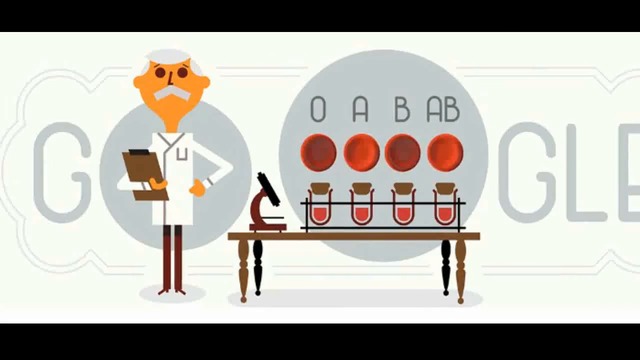 Карл Ландщайнер (Karl Landsteiner) е австрийски лекар, американски патолог и серолог открил кръвната група в Google Doodle