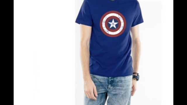 Captain America Printed Navy T Shirt