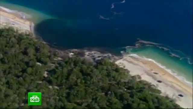 Огромна дупка погълна плаж и коли (ВИДЕО)