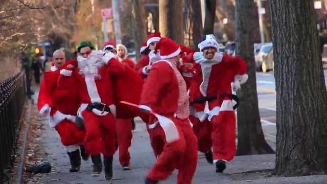 Епичен Коледен бой с чували в Ню Йорк 2015 - Червената запллаха