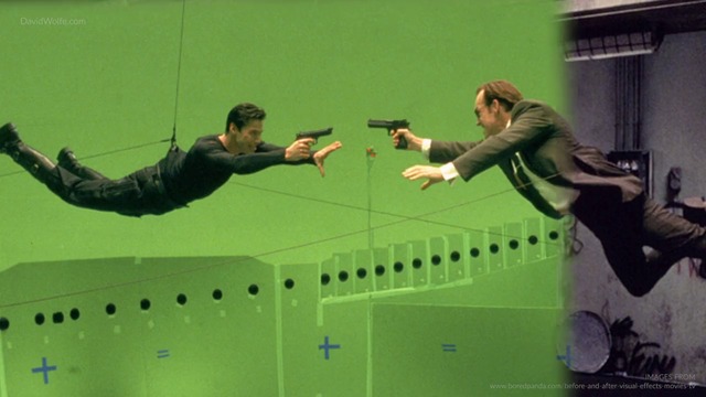 Известни сцени от филми преди и след специални ефекти.