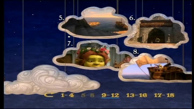 Шрек Трети (2007) - DVD Меню: Избор на сцени / настройки (DreamWorks Home Entertainment и Александра видео, 2007)