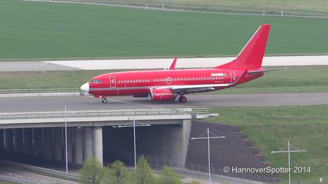 ---[Tower View] Red Germania 737-700 takeoff from Leipzig Halle Airport [LEJ-_EDDP]